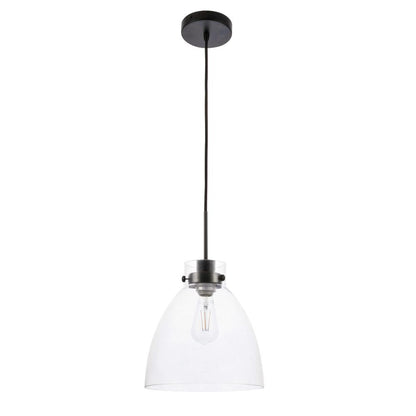 Frey 1 light Black and Clear glass pendant