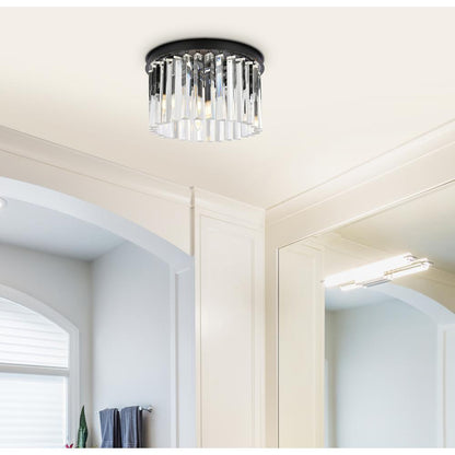 Sydney 3 light Matte Black Flush Mount Clear Royal Cut Crystal