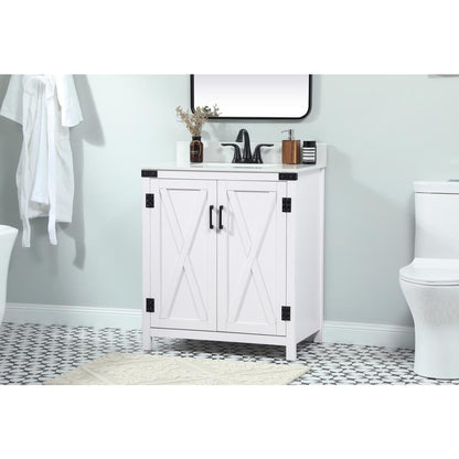 30 inch Single bathroom vanity in white with backsplash