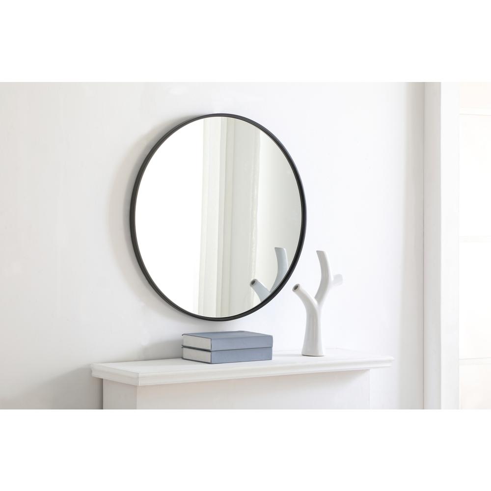 Metal frame Round Mirror 28 inch Black finish