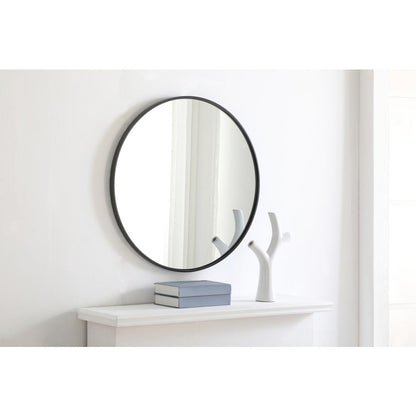 Metal frame Round Mirror 28 inch Black finish