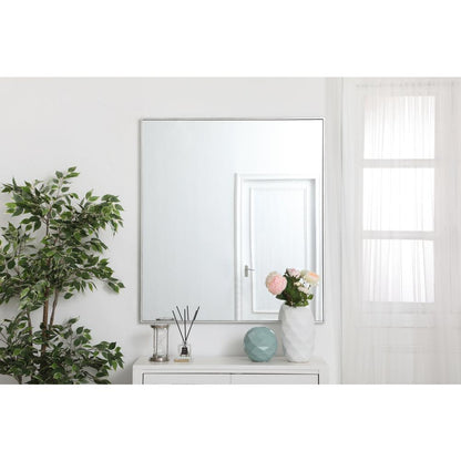 Metal frame rectangle mirror 36 inch in silver