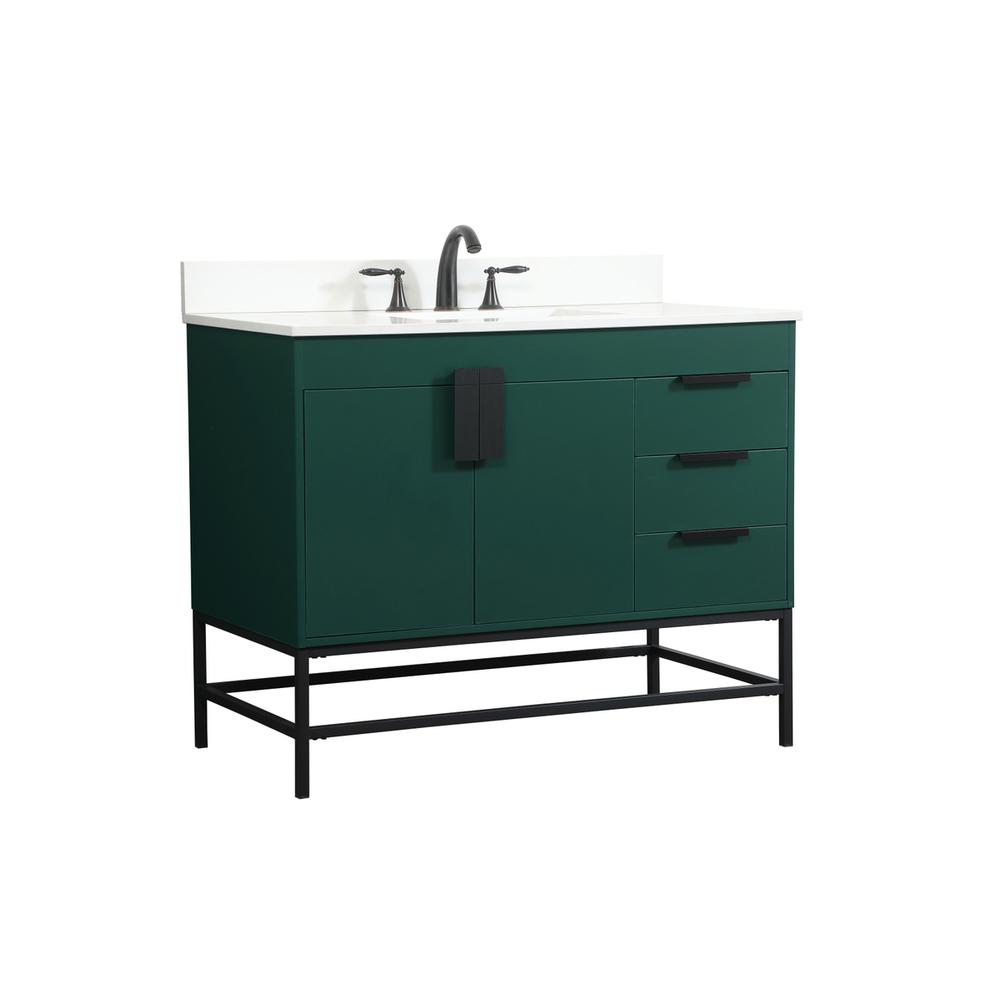 42 inch Single bathroom vanity in green with backsplash