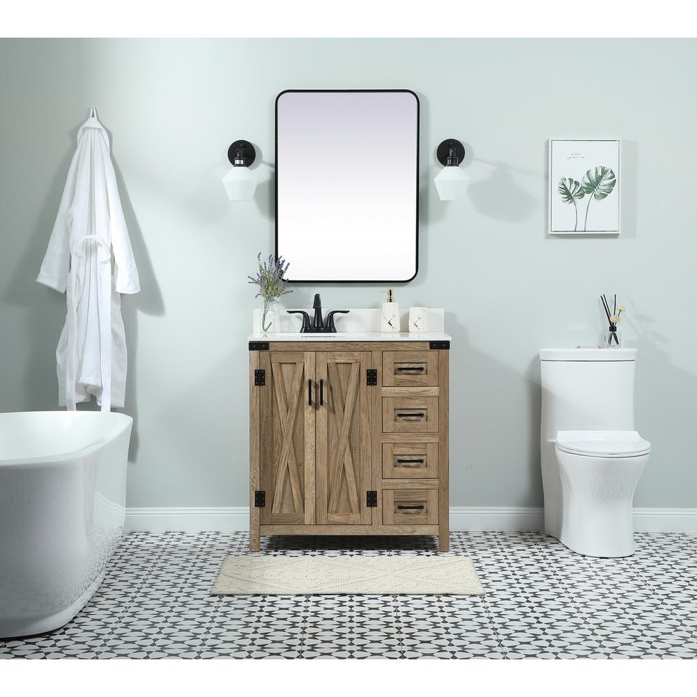 32 inch Single bathroom vanity in natural oak with backsplash