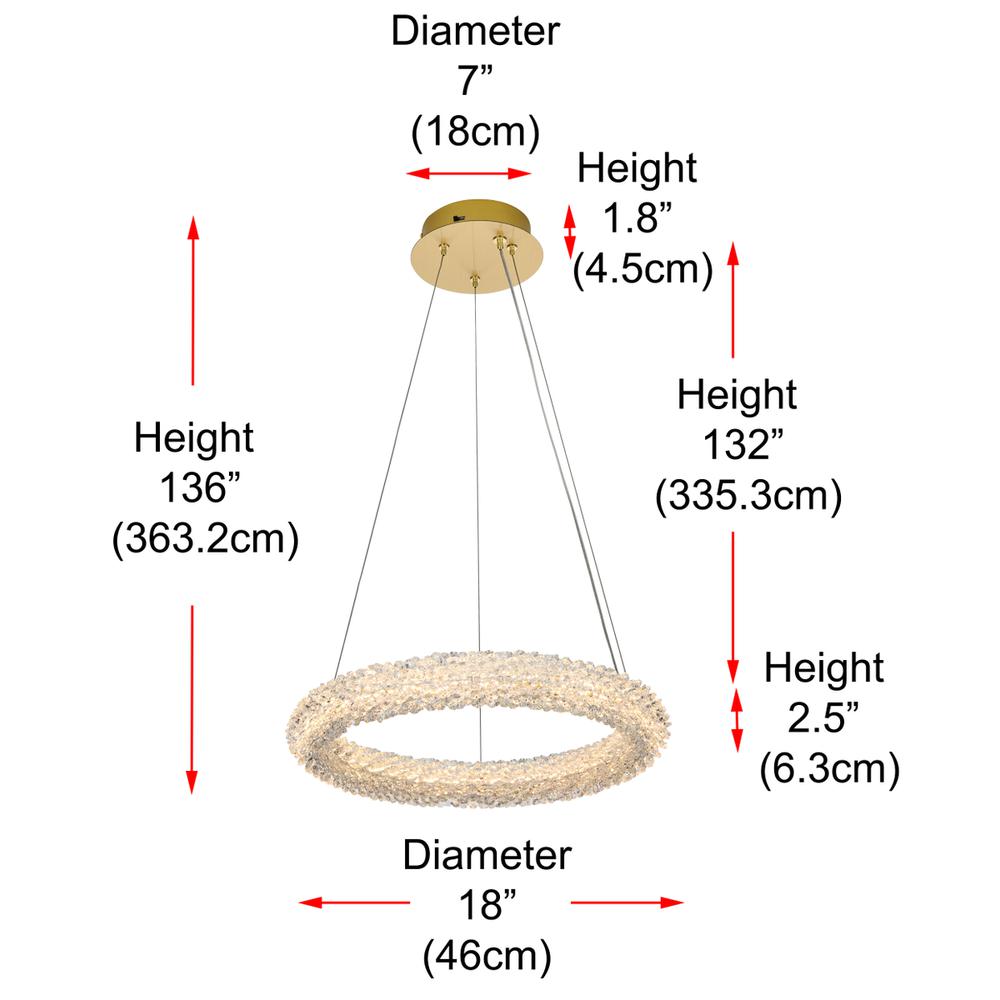 Bowen 18 inch Adjustable LED Chandelier in Satin Gold