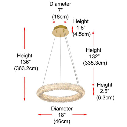 Bowen 18 inch Adjustable LED Chandelier in Satin Gold