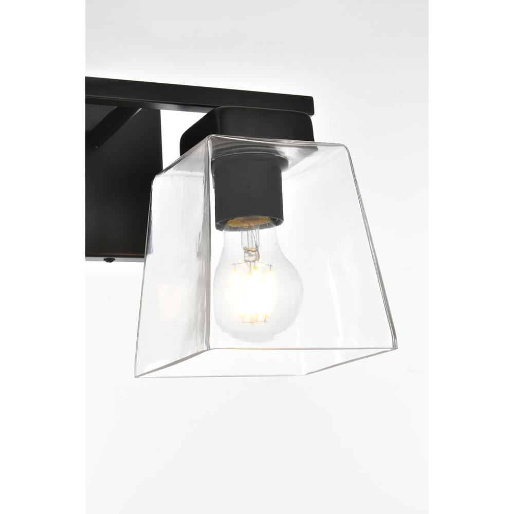 Merrick 2 light Black and Clear Bath Sconce