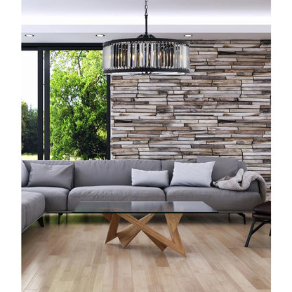 Chelsea 10 light Matte Black Chandelier Silver Shade (Grey) Royal Cut Crystal