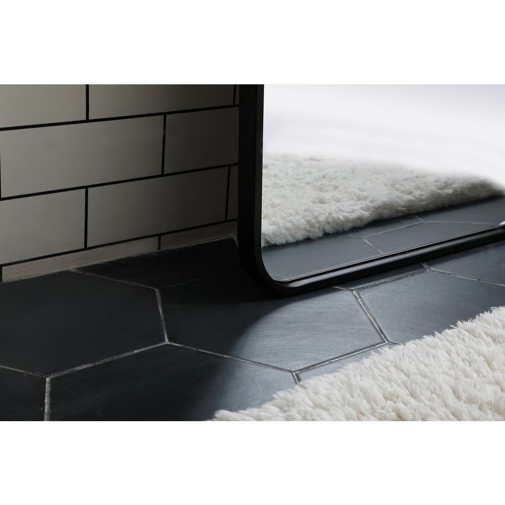 Soft corner metal rectangular mirror 18x60 inch in Black