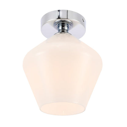 Gene 1 light Chrome and Frosted white glass Flush mount