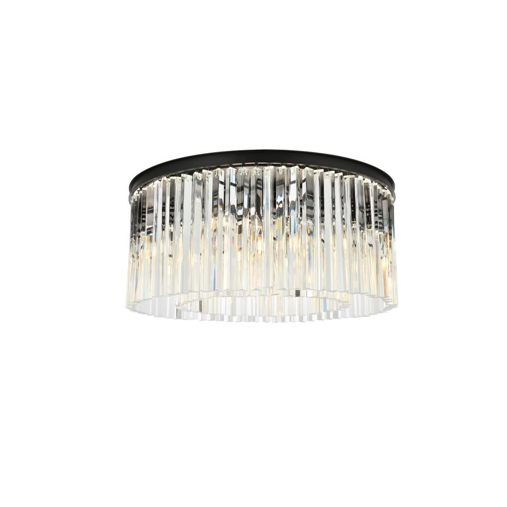 Sydney 8 light Matte Black Flush Mount Clear Royal Cut Crystal