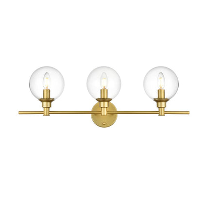 Jaelynn 3 light Brass and Clear Bath Sconce