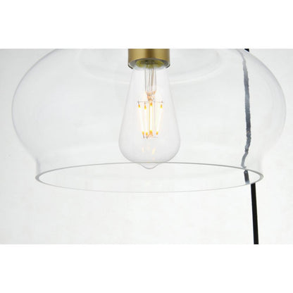 Destry 3 Lights Brass Pendant With Clear Glass