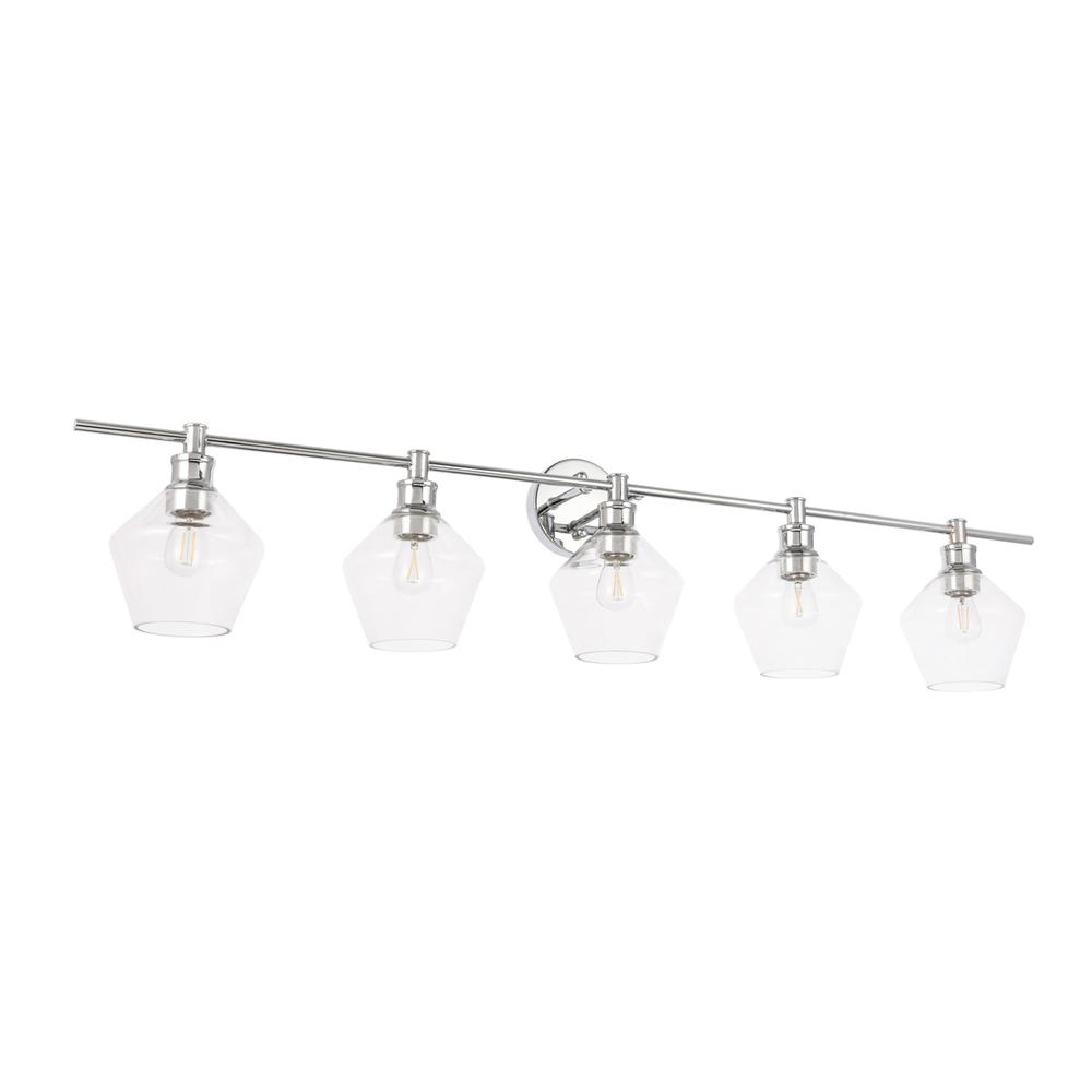 Gene 5 light Chrome and Clear  glass Wall sconce