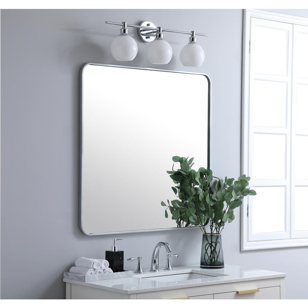 Soft corner metal rectangular mirror 36x36 inch in Silver