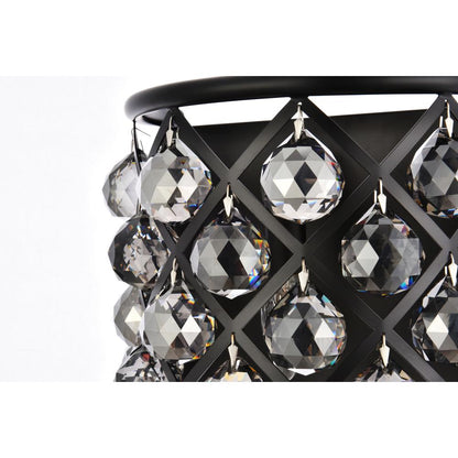 Madison 1 light Matte Black Wall Sconce Silver Shade (Grey) Royal Cut Crystal