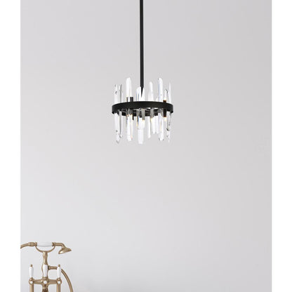 Serena 12 inch crystal round pendant in black
