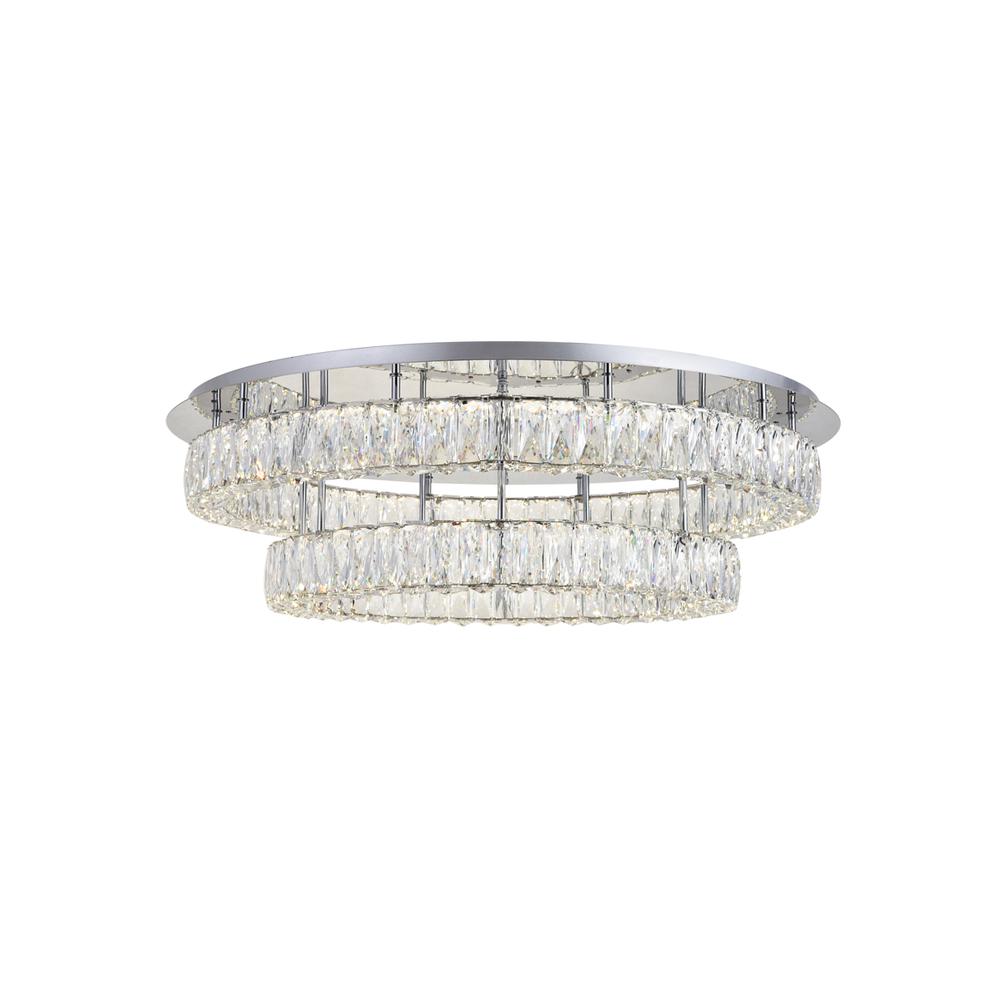 Monroe LED light Chrome Flush Mount Clear Royal Cut Crystal
