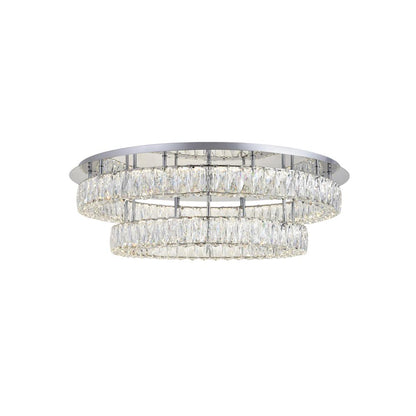 Monroe LED light Chrome Flush Mount Clear Royal Cut Crystal