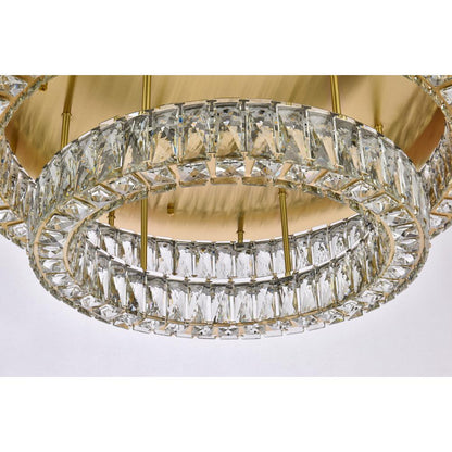 Monroe 30 inch LED double flush mount in gold