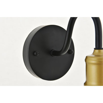 Serif 1 light brass and black Wall Sconce