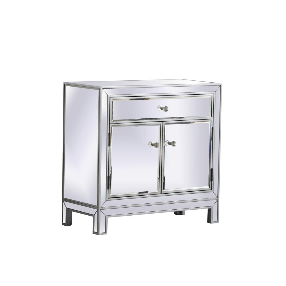 29 in. mirrored cabinet in antique silver