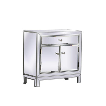 29 in. mirrored cabinet in antique silver