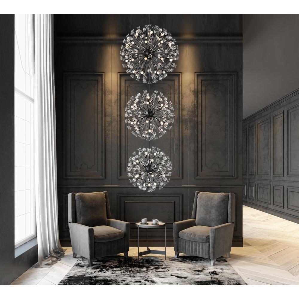 Vera 44 inch three tiers crystal starburst chandelier in black