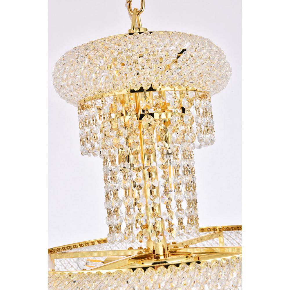 Spiral 10 light Gold Pendant Clear Royal Cut Crystal