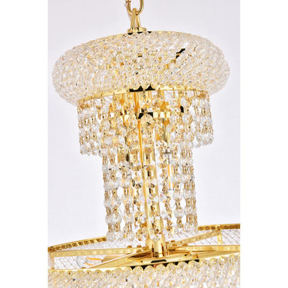 Spiral 10 light Gold Pendant Clear Royal Cut Crystal