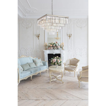 Sydney 34 inch square crystal chandelier in polished nickel