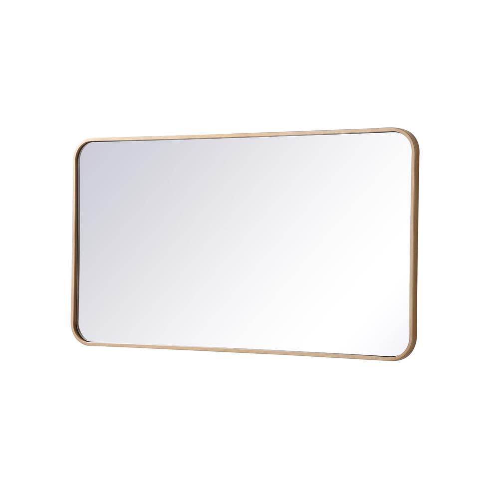 Soft corner metal rectangular mirror 22x40 inch in Brass