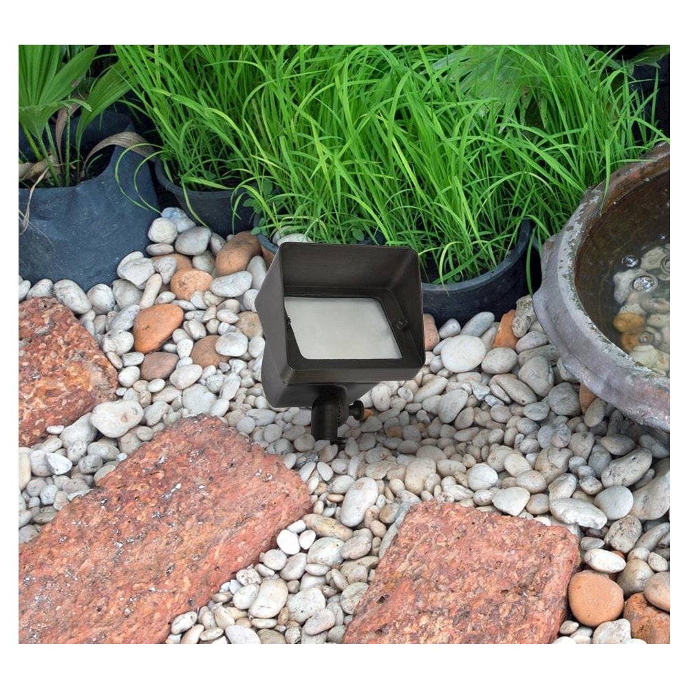Outdoor 12V Cast Brass flood light in Dark Bronze