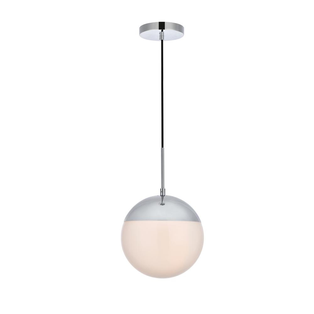 Eclipse 1 Light Chrome Pendant With Frosted White Glass