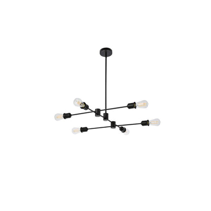 Xavier 6 lights pendant in black