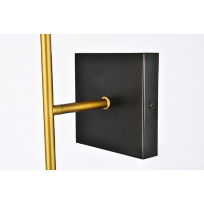 Neri 2 lights black and brass and clear glass wall sconce