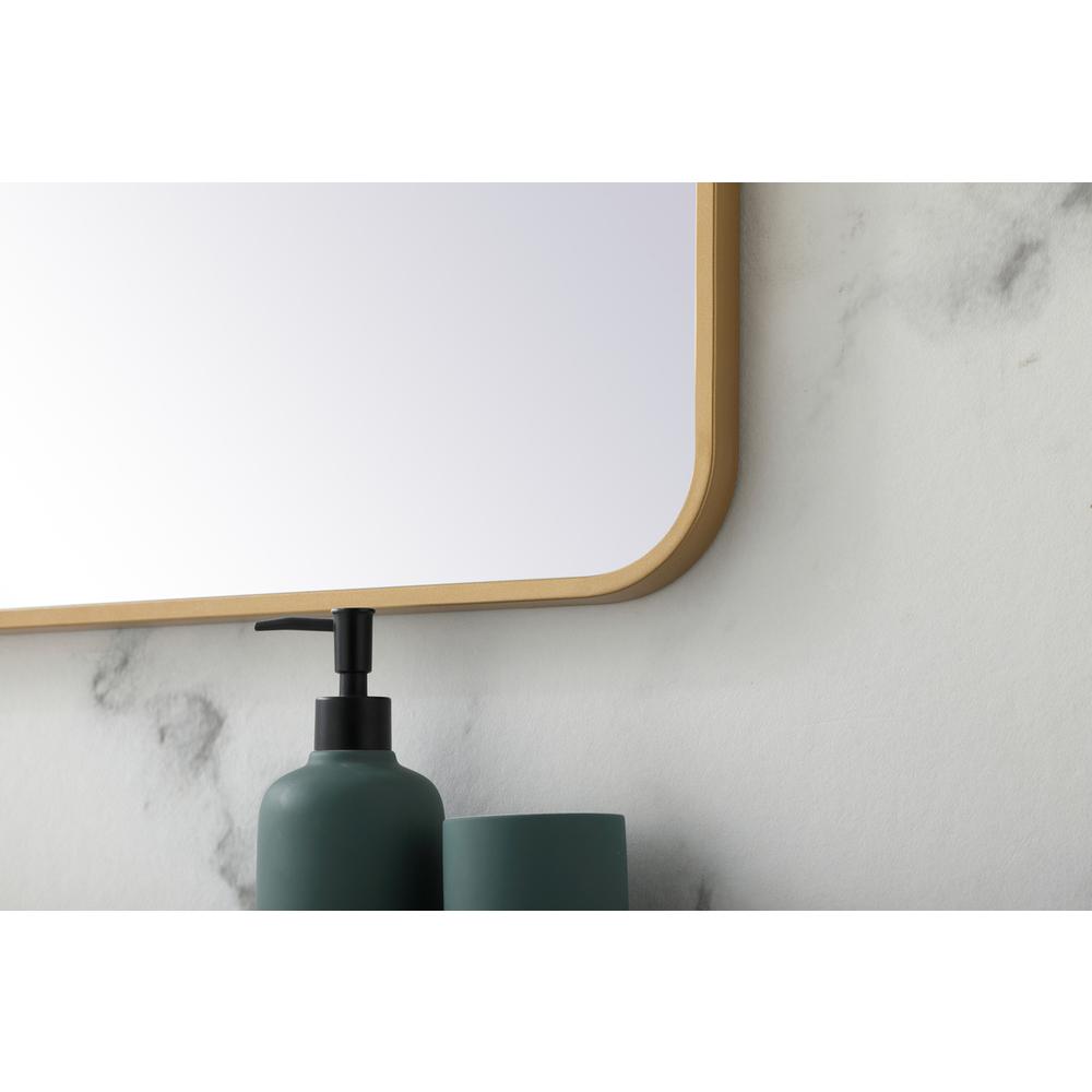 Soft corner metal rectangular mirror 28x42 inch in Brass