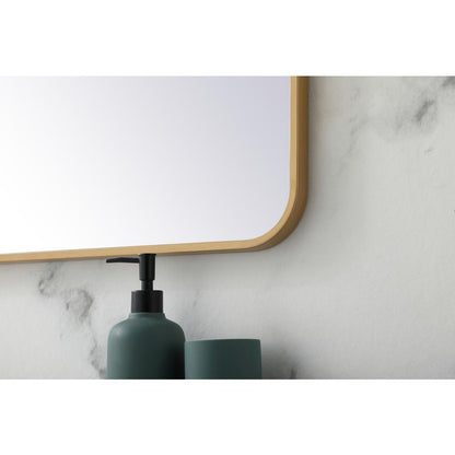 Soft corner metal rectangular mirror 28x42 inch in Brass