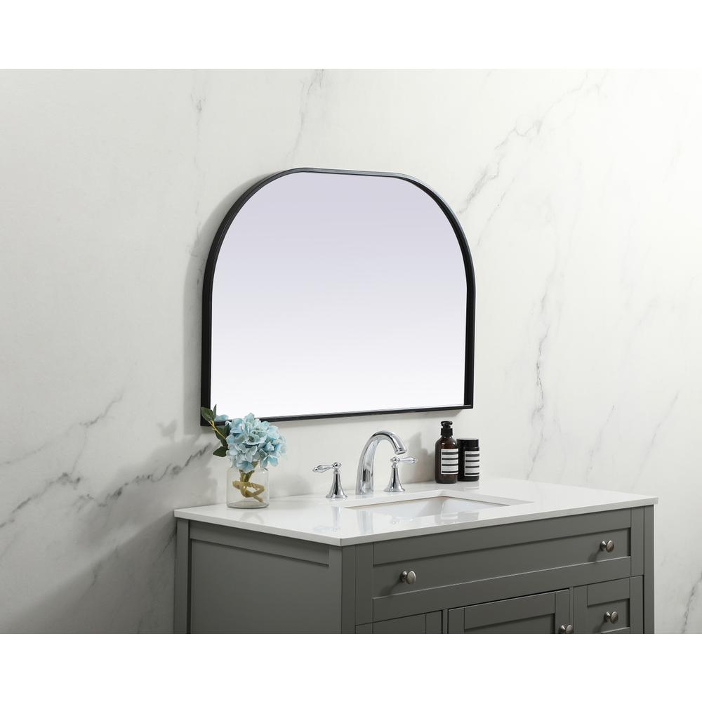 Metal Frame Arch Mirror 36x24 Inch in Black