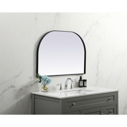 Metal Frame Arch Mirror 36x24 Inch in Black