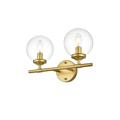 Ingrid 2 light Brass and Clear Bath Sconce