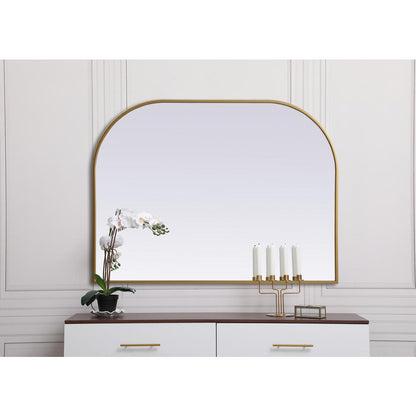 Metal Frame Arch Mirror 40x30 Inch in Brass