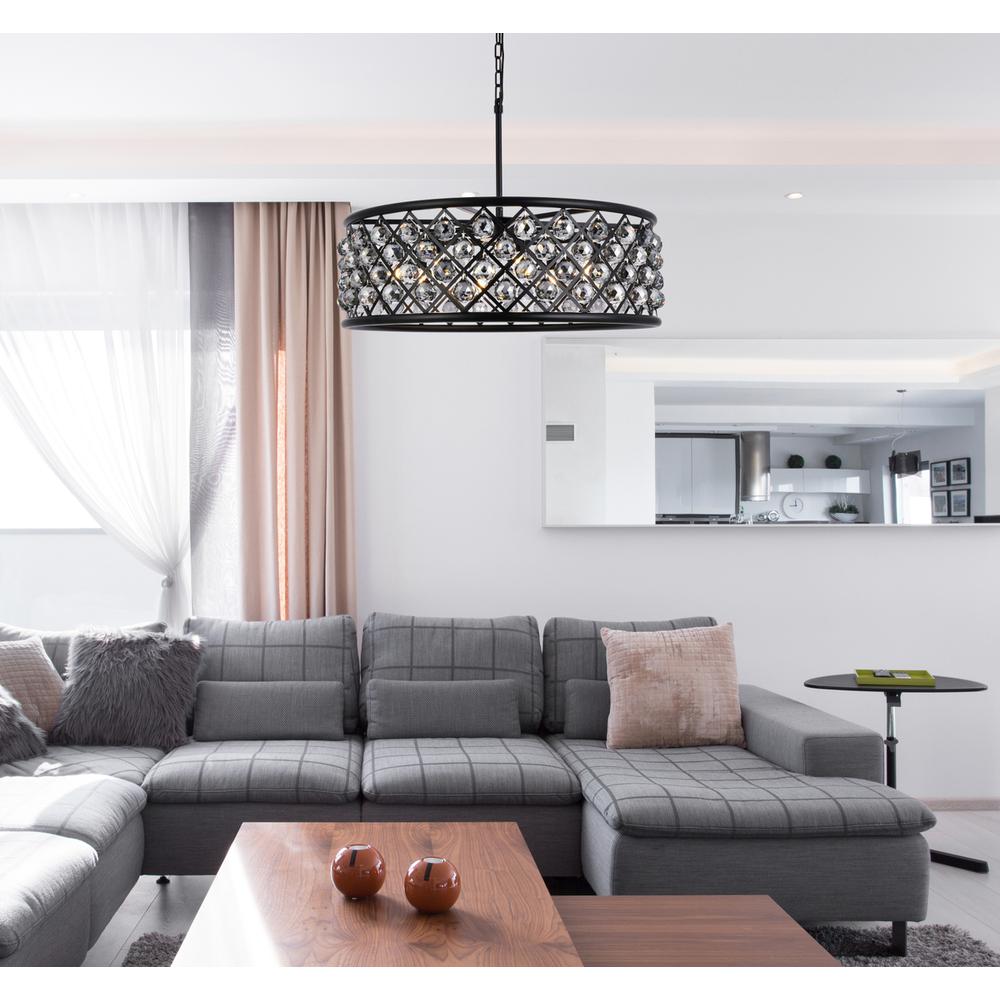 Madison 8 light Matte Black Chandelier Silver Shade (Grey) Royal Cut Crystal