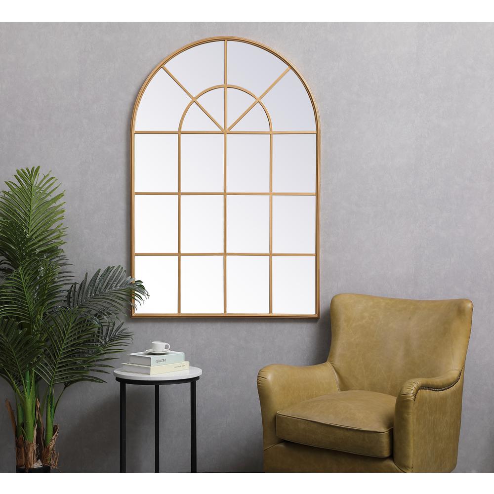 Metal windowpane mirror 36 inch x 53 inch in Brass