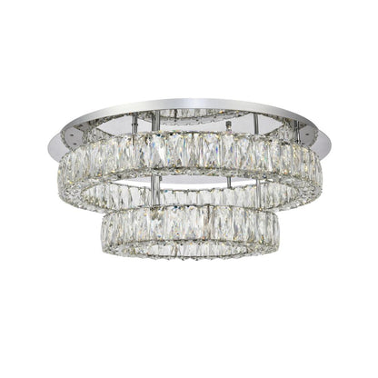 Monroe LED light Chrome Flush Mount Clear Royal Cut Crystal
