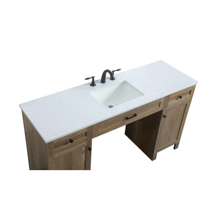60 Inch ADA Compliant Bathroom Vanity In Natural Oak