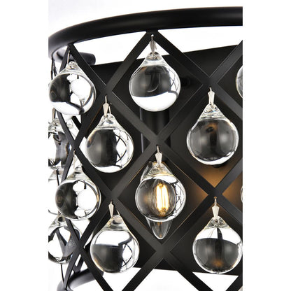 Madison 1 light Matte Black Wall Sconce Clear Royal Cut Crystal