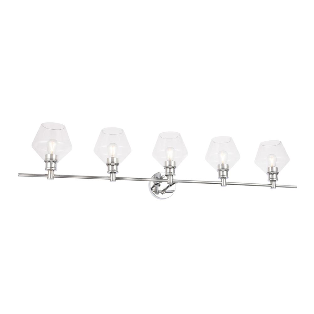 Gene 5 light Chrome and Clear  glass Wall sconce