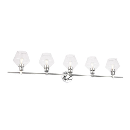 Gene 5 light Chrome and Clear  glass Wall sconce