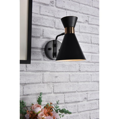 Halycon 6 inch black wall sconce